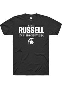 Daniel Russell Black Michigan State Spartans NIL Stacked Box Short Sleeve T Shirt