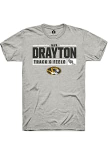 Mya Drayton  Missouri Tigers Ash Rally NIL Stacked Box Short Sleeve T Shirt