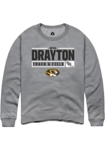 Mya Drayton  Rally Missouri Tigers Mens Grey NIL Stacked Box Long Sleeve Crew Sweatshirt