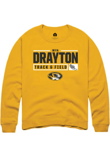 Mya Drayton  Rally Missouri Tigers Mens Gold NIL Stacked Box Long Sleeve Crew Sweatshirt