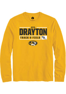Mya Drayton  Missouri Tigers Gold Rally NIL Stacked Box Long Sleeve T Shirt