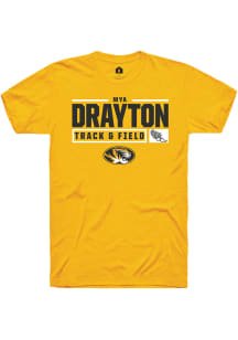 Mya Drayton  Missouri Tigers Gold Rally NIL Stacked Box Short Sleeve T Shirt