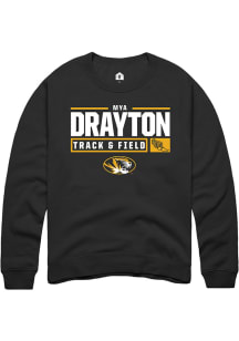 Mya Drayton  Rally Missouri Tigers Mens Black NIL Stacked Box Long Sleeve Crew Sweatshirt