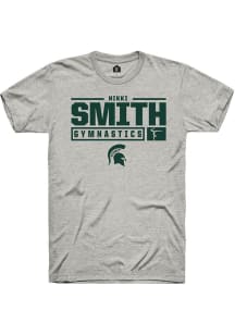 Nikki Smith  Michigan State Spartans Ash Rally NIL Stacked Box Short Sleeve T Shirt