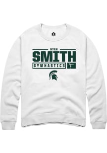 Nyah Smith  Rally Michigan State Spartans Mens White NIL Stacked Box Long Sleeve Crew Sweatshirt