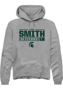 Nyah Smith  Rally Michigan State Spartans Mens Grey NIL Stacked Box Long Sleeve Hoodie