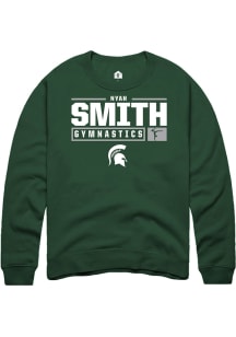 Nyah Smith  Rally Michigan State Spartans Mens Green NIL Stacked Box Long Sleeve Crew Sweatshirt