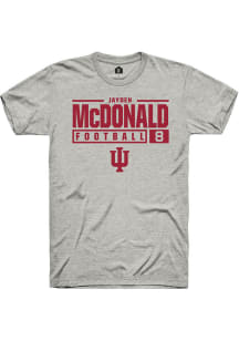 Jayden McDonald  Indiana Hoosiers Ash Rally NIL Stacked Box Short Sleeve T Shirt