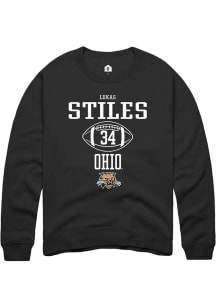 Lukas Stiles  Rally Ohio Bobcats Mens Black NIL Sport Icon Long Sleeve Crew Sweatshirt