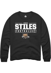 Lukas Stiles  Rally Ohio Bobcats Mens Black NIL Stacked Box Long Sleeve Crew Sweatshirt