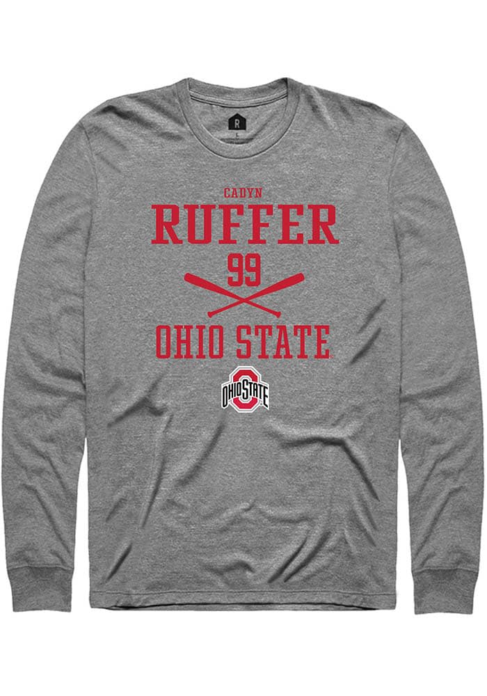 Cadyn Ruffer  Ohio State Buckeyes Graphite Rally NIL Sport Icon Long Sleeve T Shirt