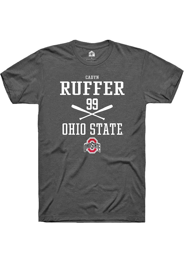 Cadyn Ruffer  Ohio State Buckeyes Dark Grey Rally NIL Sport Icon Short Sleeve T Shirt