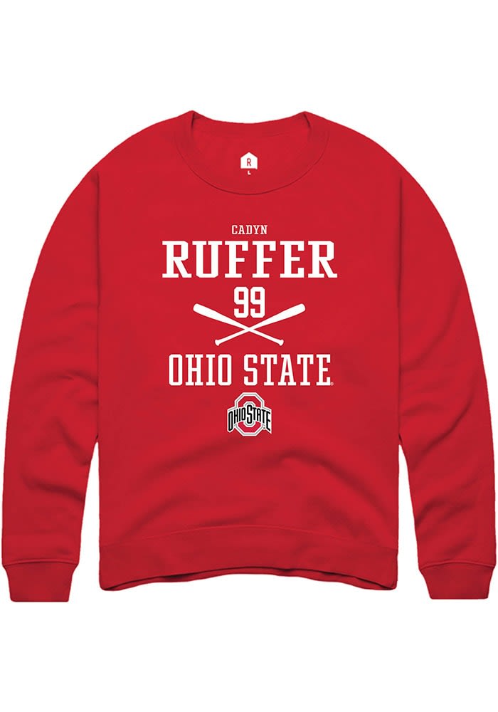 Cadyn Ruffer Rally Ohio State Buckeyes Mens NIL Sport Icon Long Sleeve Crew Sweatshirt