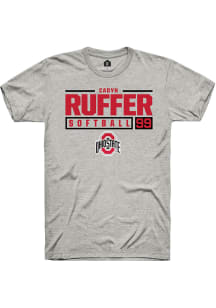 Cadyn Ruffer  Ohio State Buckeyes Ash Rally NIL Stacked Box Short Sleeve T Shirt