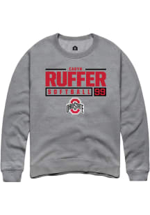 Cadyn Ruffer  Rally Ohio State Buckeyes Mens Grey NIL Stacked Box Long Sleeve Crew Sweatshirt