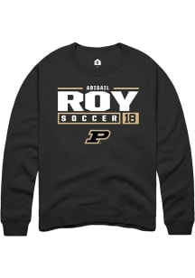 Abigail Roy Rally Mens Black Purdue Boilermakers NIL Stacked Box Crew Sweatshirt