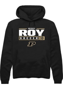 Abigail Roy Rally Mens Black Purdue Boilermakers NIL Stacked Box Hooded Sweatshirt