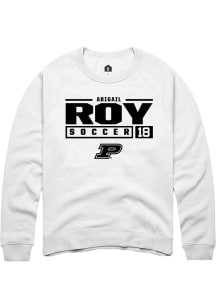 Abigail Roy Rally Mens White Purdue Boilermakers NIL Stacked Box Crew Sweatshirt