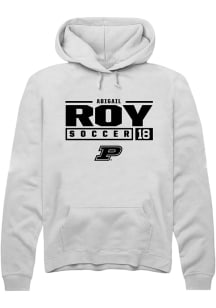 Abigail Roy Rally Mens White Purdue Boilermakers NIL Stacked Box Hooded Sweatshirt