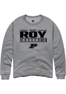Abigail Roy Rally Mens Graphite Purdue Boilermakers NIL Stacked Box Crew Sweatshirt