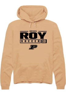 Abigail Roy Rally Mens Gold Purdue Boilermakers NIL Stacked Box Hooded Sweatshirt