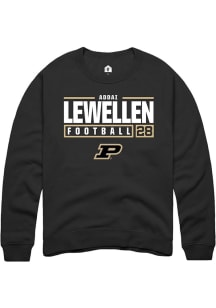 Addai Lewellen Rally Mens Black Purdue Boilermakers NIL Stacked Box Crew Sweatshirt
