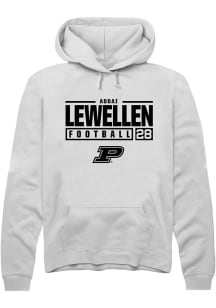 Addai Lewellen Rally Mens White Purdue Boilermakers NIL Stacked Box Hooded Sweatshirt