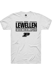 Addai Lewellen White Purdue Boilermakers NIL Stacked Box Short Sleeve T Shirt