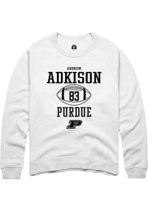 Andrew Adkison Rally Mens White Purdue Boilermakers NIL Sport Icon Crew Sweatshirt