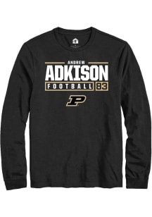 Andrew Adkison Rally Mens Black Purdue Boilermakers NIL Stacked Box Tee