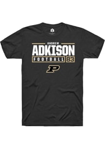 Andrew Adkison Black Purdue Boilermakers NIL Stacked Box Short Sleeve T Shirt
