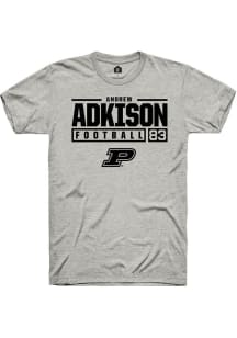 Andrew Adkison Ash Purdue Boilermakers NIL Stacked Box Short Sleeve T Shirt