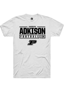 Andrew Adkison White Purdue Boilermakers NIL Stacked Box Short Sleeve T Shirt