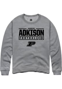 Andrew Adkison Rally Mens Graphite Purdue Boilermakers NIL Stacked Box Crew Sweatshirt