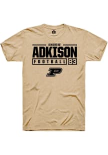 Andrew Adkison Gold Purdue Boilermakers NIL Stacked Box Short Sleeve T Shirt