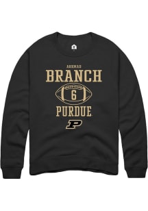 Arhmad Branch Rally Mens Black Purdue Boilermakers NIL Sport Icon Crew Sweatshirt