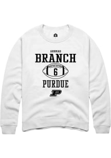Arhmad Branch Rally Mens White Purdue Boilermakers NIL Sport Icon Crew Sweatshirt