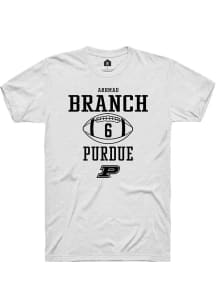 Arhmad Branch White Purdue Boilermakers NIL Sport Icon Short Sleeve T Shirt