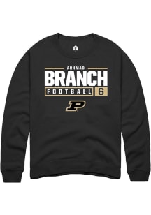 Arhmad Branch Rally Mens Black Purdue Boilermakers NIL Stacked Box Crew Sweatshirt