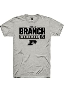 Arhmad Branch Ash Purdue Boilermakers NIL Stacked Box Short Sleeve T Shirt