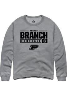Arhmad Branch Rally Mens Graphite Purdue Boilermakers NIL Stacked Box Crew Sweatshirt