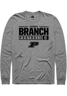 Arhmad Branch Rally Mens Graphite Purdue Boilermakers NIL Stacked Box Tee
