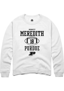 Bennett Meredith Rally Mens White Purdue Boilermakers NIL Sport Icon Crew Sweatshirt