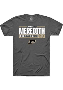 Bennett Meredith Dark Grey Purdue Boilermakers NIL Stacked Box Short Sleeve T Shirt