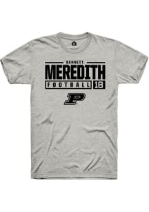 Bennett Meredith Ash Purdue Boilermakers NIL Stacked Box Short Sleeve T Shirt