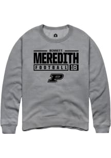 Bennett Meredith Rally Mens Graphite Purdue Boilermakers NIL Stacked Box Crew Sweatshirt