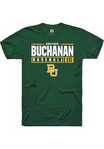 Brayden Buchanan  Baylor Bears Green Rally NIL Stacked Box Short Sleeve T Shirt
