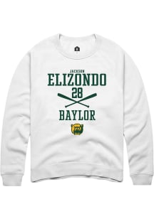 Jackson Elizondo  Rally Baylor Bears Mens White NIL Sport Icon Long Sleeve Crew Sweatshirt