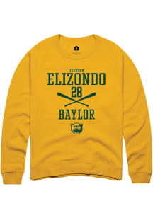 Jackson Elizondo  Rally Baylor Bears Mens Gold NIL Sport Icon Long Sleeve Crew Sweatshirt