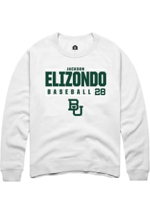 Jackson Elizondo  Rally Baylor Bears Mens White NIL Stacked Box Long Sleeve Crew Sweatshirt